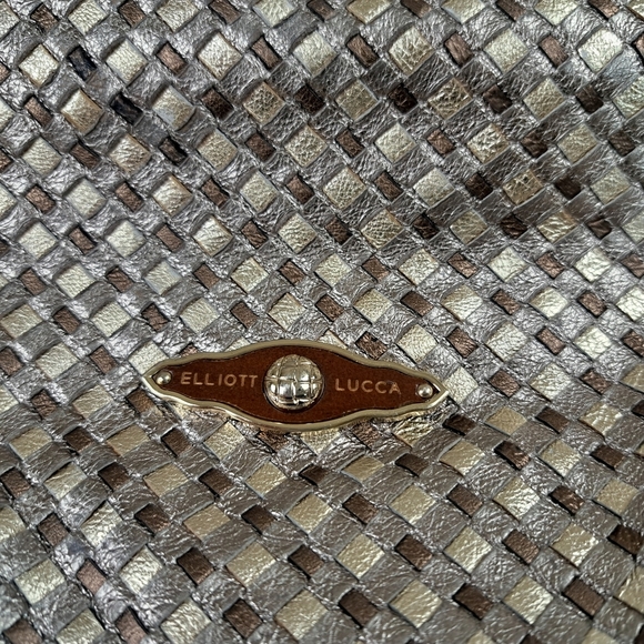 Elliott Lucca Hobo Bag Metallic Gold & Silver Braided Leather Purse - Picture 6 of 14